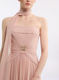 Strapless Silk Long Dress
