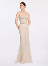 Strapless Pearl Long Dress