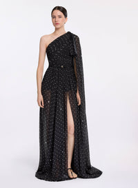One-Shoulder Polka Dot Dress
