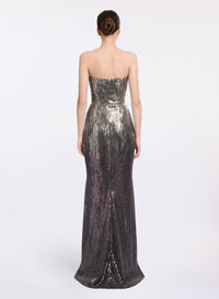 Strapless Gradient Sequin Gown