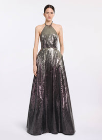 Halter Gradient Sequin Gown