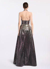 Halter Gradient Sequin Gown