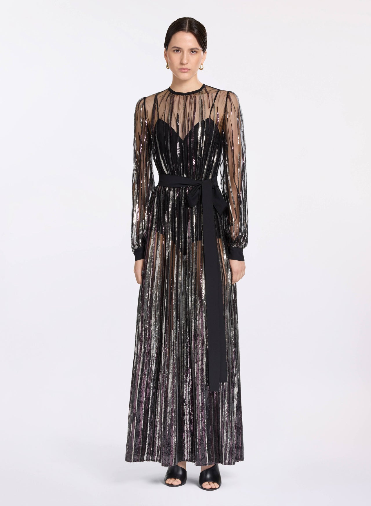 elie saab tulle embroidered midi dress Belted strapless pleated embroidered sequined tulle midi dress - red