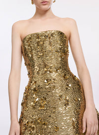 Bead Embroidered Golden Gown