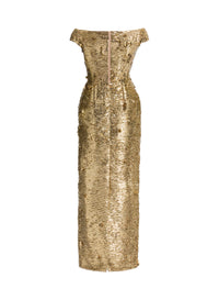 Bead Embroidered Golden Dress
