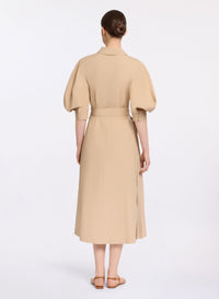 Pleated Cotton Midi Dress