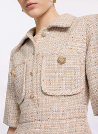 Sequin Tweed Midi Dress