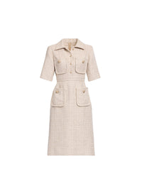 Sequin Tweed Midi Dress