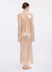 Sequined Mesh Midi Dress
