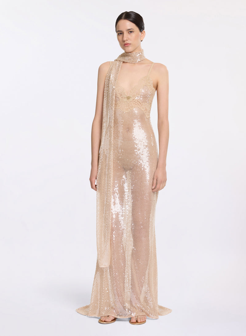 Sequined Mesh Dress