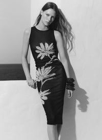 Printed Tulle Long Dress