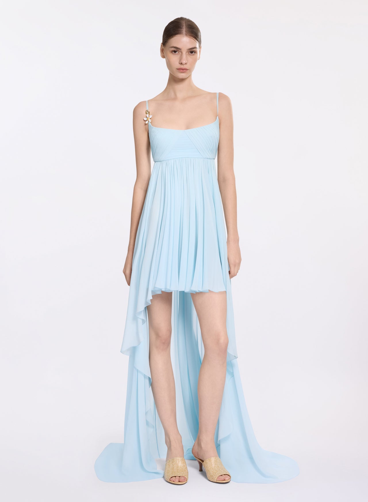 Silk Short Dress with Trail  ELIE SAAB