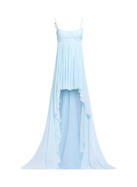 Silk Short Dress with Trail
