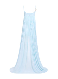Silk Short Dress with Trail