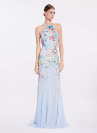 Bead Embroidered Halter Dress
