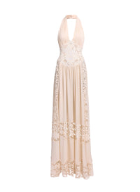 Silk & Macramé Long Dress