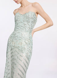Sequin Embroidered Strapless Dress