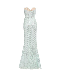 Sequin Embroidered Strapless Dress