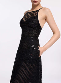 Sequin Embroidered Midi Dress