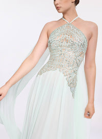 Sequin Embroidered Tulle & Silk Dress