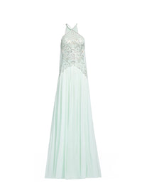 Sequin Embroidered Tulle & Silk Dress