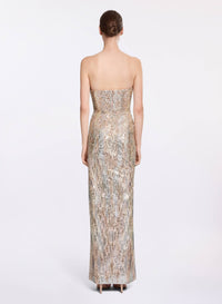 Sequin Embroidered Strapless Dress