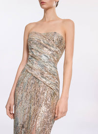 Sequin Embroidered Strapless Dress