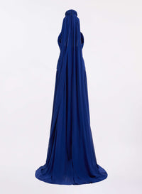 Halter Neck Draped Silk Dress