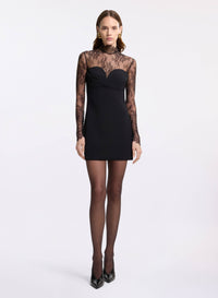 High Neck Lace Cady Short Dress