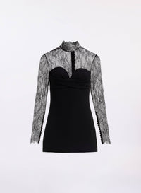 High Neck Lace Cady Short Dress