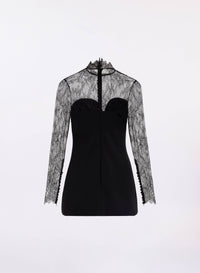 High Neck Lace Cady Short Dress