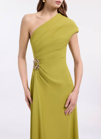 One-Shoulder Cady Midi Dress