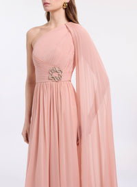 One-Shoulder Silk Long Dress