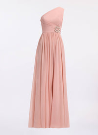 One-Shoulder Silk Long Dress