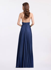 Pleated Denim Long Dress