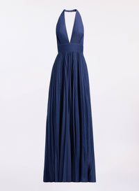 Pleated Denim Long Dress