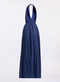 Pleated Denim Long Dress