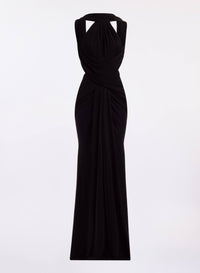 Halter Neck Draped Long Dress