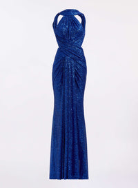 Halter Neck Sequined Jersey Dress