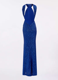 Halter Neck Sequined Jersey Dress