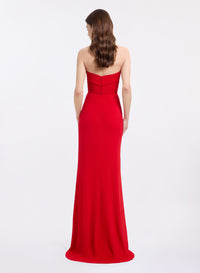 Strapless Draped Jersey Long Dress