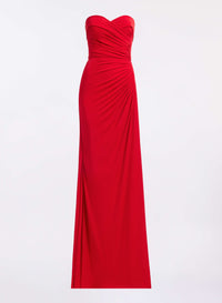 Strapless Draped Jersey Long Dress