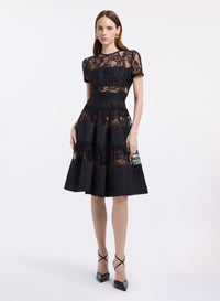 Brocade & Lace Midi Dress