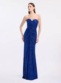 Strapless Draped Long Dress