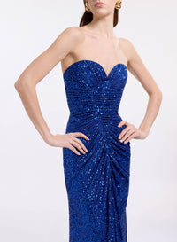 Strapless Draped Long Dress