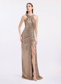 Halter Draped Sequin Dress (PP)