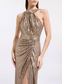 Halter Draped Sequin Dress (PP)