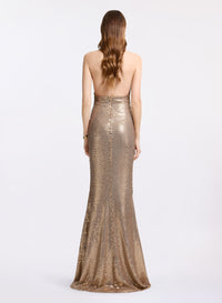 Sequined Jersey Long Dress