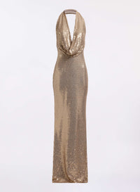 Sequined Jersey Long Dress