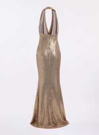 Sequined Jersey Long Dress